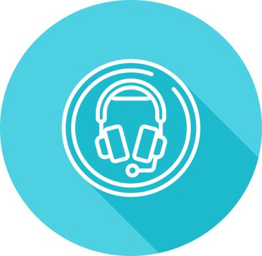Mikrofon web simgesi, vektör illüstrasyonlu kulaklıklar