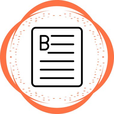 Cesur metin ikonu, vektör illüstrasyonu. Metin düzenleyici biçimi, biçim, içerik, yazı tipi, tipografi, harf kavramı.