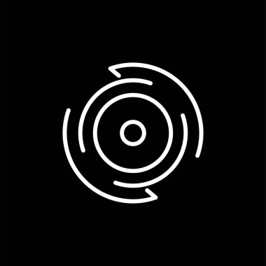 Siyah arkaplanda soyut beyaz spiral tasarımı