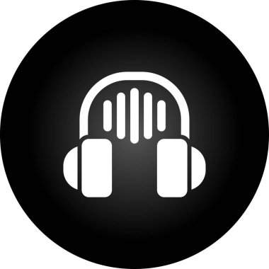 Kulaklıklı müzik simgesi, vektör illüstrasyonu 
