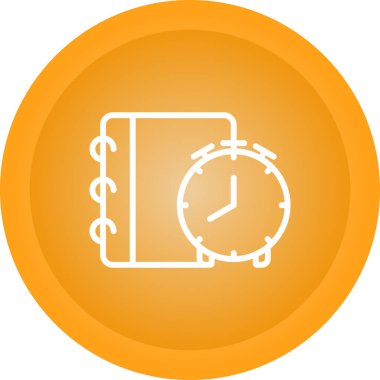 Alarmlı saat web simgesine sahip not defteri basit illüstrasyon