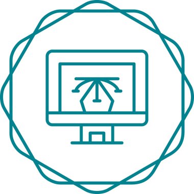 Bilgisayar ekranında vektör tasarımı simgesi, vektör illüstrasyonu