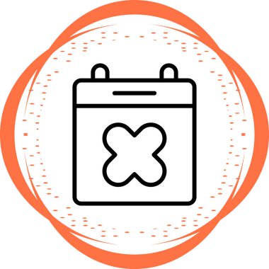  Takvim ve X işareti. Web simgesi vektör illüstrasyonu