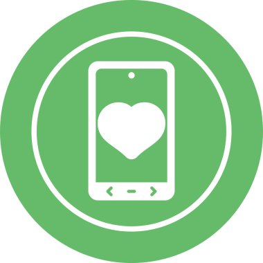 Telefon ekranı vektör resimlemesindeki kalp simgesi