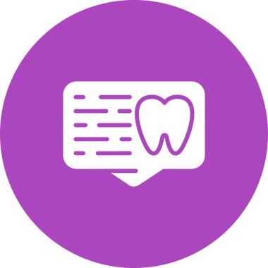 Dişli konuşma balonu, beyaz arkaplanda diş sağlığı simgesi 