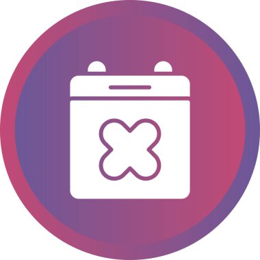  Takvim ve X işareti. Web simgesi vektör illüstrasyonu