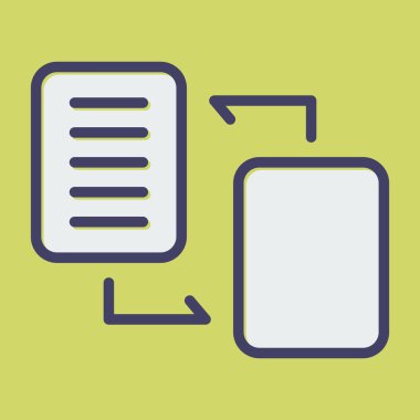 Dosya eşzamanlama simgesi. Veri Göç düğmesi. Veri eşzamanlama işareti 