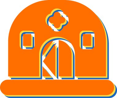 Acil Sığınak hattı simgesi. Mobil konsept ve web tasarımı için doğrusal stil işareti. Koruyucu kalkan çizgili vektör ikonu olan bir ev. Sembol, logo çizimi. Vektör grafikleri