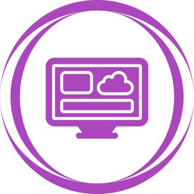 Masaüstü bilgisayar simgesi, vektör illüstrasyonu basit tasarım