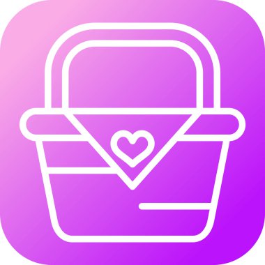 Romantik piknik sepeti web simgesi, basit vektör illüstrasyonu
