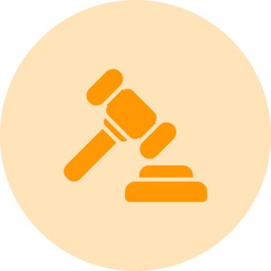 Law gavel simgesi, vektör illüstrasyonu 