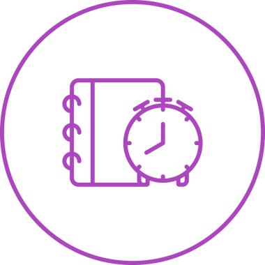 Alarmlı saat web simgesine sahip not defteri basit illüstrasyon