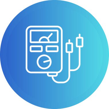 Analog çoklu metre çizgi simgesi, test edici, ölçüm aracı beyaz arkaplanda izole edilmiş basit bir şekilde. Akım, direnç, voltaj ölçümü. Beyaz üzerine izole edilmiş basit biçimdeki vektör işareti