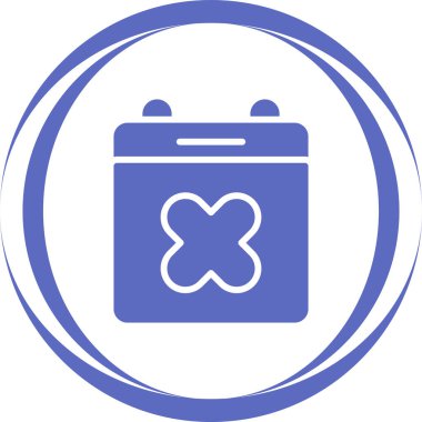  Takvim ve X işareti. Web simgesi vektör illüstrasyonu