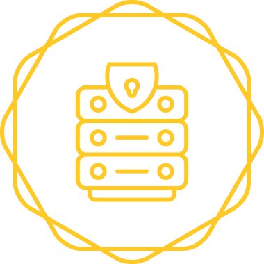 Modern Veri Merkezi Güvenlik simgesinin vektör çizimi     