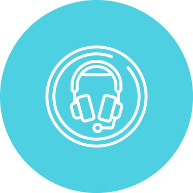 Mikrofon web simgesi, vektör illüstrasyonlu kulaklıklar
