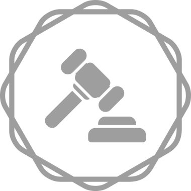 Law gavel simgesi, vektör illüstrasyonu 