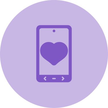 Telefon ekranı vektör resimlemesindeki kalp simgesi