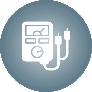 Analog çoklu metre çizgi simgesi, test edici, ölçüm aracı beyaz arkaplanda izole edilmiş basit bir şekilde. Akım, direnç, voltaj ölçümü. Beyaz üzerine izole edilmiş basit biçimdeki vektör işareti