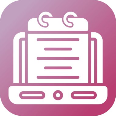 Not defteri web simgesine sahip dizüstü bilgisayar, basit illüstrasyon