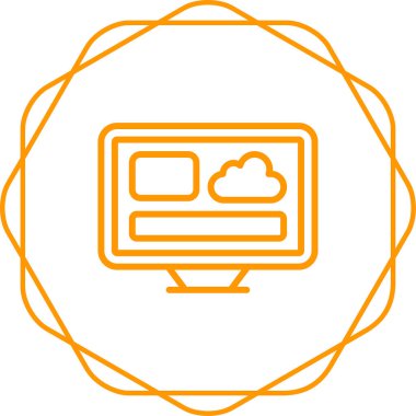 Masaüstü bilgisayar simgesi, vektör illüstrasyonu basit tasarım