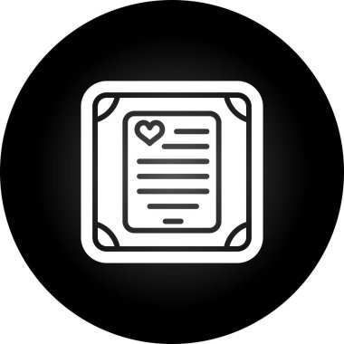 Beyaz arkaplanda izole edilmiş bir çerçeve simgesindeki aşk şiiri 