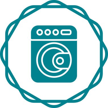 Çamaşır makinesi. Web simgesi basit illüstrasyon