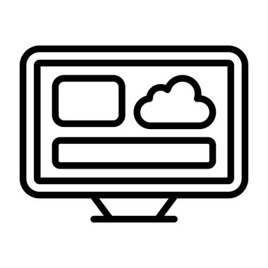 Masaüstü bilgisayar simgesi, vektör illüstrasyonu basit tasarım