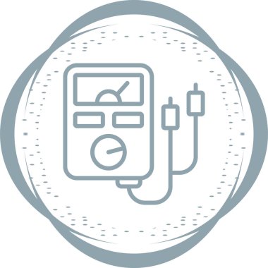 Analog çoklu metre çizgi simgesi, test edici, ölçüm aracı beyaz arkaplanda izole edilmiş basit bir şekilde. Akım, direnç, voltaj ölçümü. Beyaz üzerine izole edilmiş basit biçimdeki vektör işareti