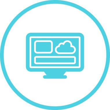 Masaüstü bilgisayar simgesi, vektör illüstrasyonu basit tasarım