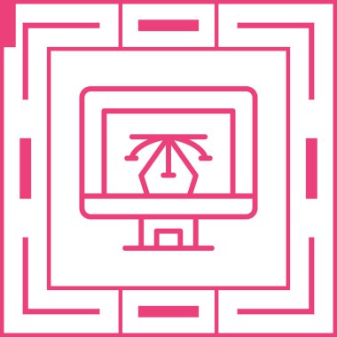 Bilgisayar ekranında vektör tasarımı simgesi, vektör illüstrasyonu