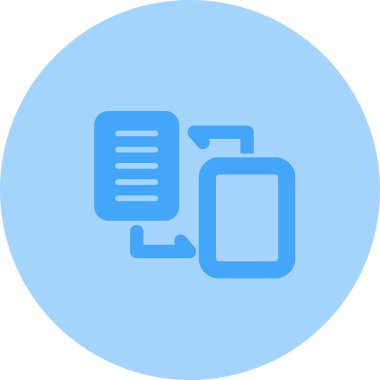 Dosya eşzamanlama simgesi. Veri Göç düğmesi. Veri eşzamanlama işareti 