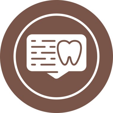 Dişli konuşma balonu, beyaz arkaplanda diş sağlığı simgesi 