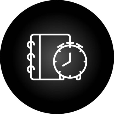 Alarmlı saat web simgesine sahip not defteri basit illüstrasyon