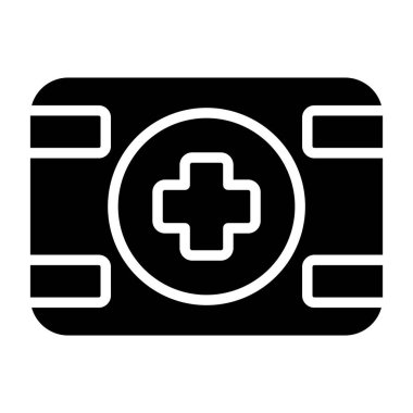 Tıbbi haç simgesine sahip paket, vektör illüstrasyonu 