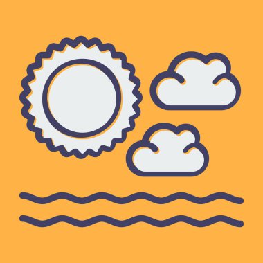 Bulutlu güneş, web simgesi, basit tasarım 