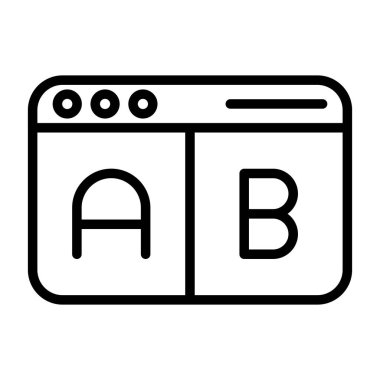 A-B Simge Testi. İş ve Finans. İzole İllüstrasyon. B varyasyonlarını test etmek için iki web sayfası.