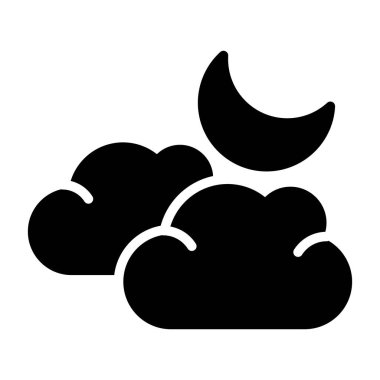 bulut ve ay simgesi, vektör illüstrasyonu