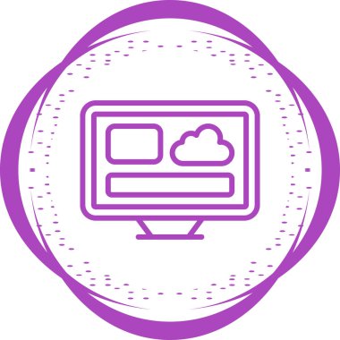 Masaüstü bilgisayar simgesi, vektör illüstrasyonu basit tasarım