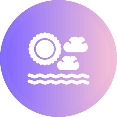 Bulutlu güneş, web simgesi, basit tasarım 