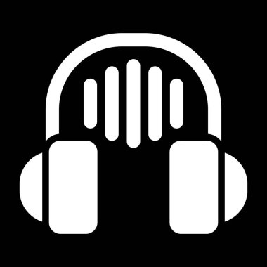 Kulaklıklı müzik simgesi, vektör illüstrasyonu 