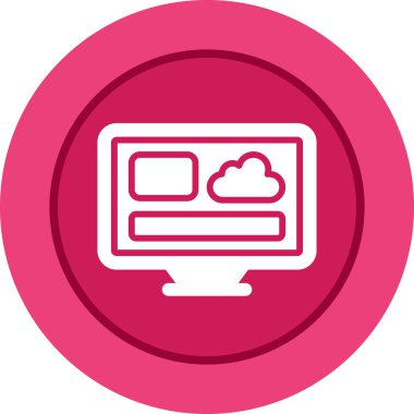 Masaüstü bilgisayar simgesi, vektör illüstrasyonu basit tasarım