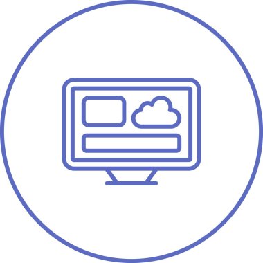 Masaüstü bilgisayar simgesi, vektör illüstrasyonu basit tasarım