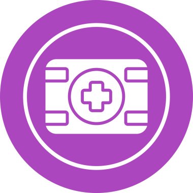 Tıbbi haç simgesine sahip paket, vektör illüstrasyonu 