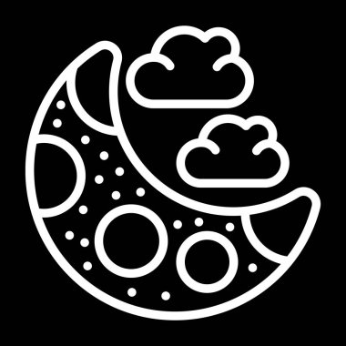 Ay ve bulutların vektör illüstrasyonu web simgesi