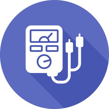 Analog çoklu metre çizgi simgesi, test edici, ölçüm aracı beyaz arkaplanda izole edilmiş basit bir şekilde. Akım, direnç, voltaj ölçümü. Beyaz üzerine izole edilmiş basit biçimdeki vektör işareti