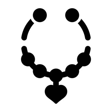 kalp şekilli kolye simgesi izole edilmiş vektör çizimi