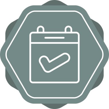 Takvim ve çek işareti. Web simgesi basit illüstrasyon