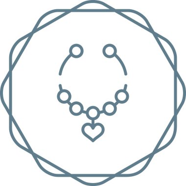 kalp şekilli kolye simgesi izole edilmiş vektör çizimi