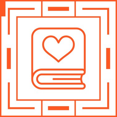 Romantik şiir kitabı ikonu, vektör illüstrasyonu  